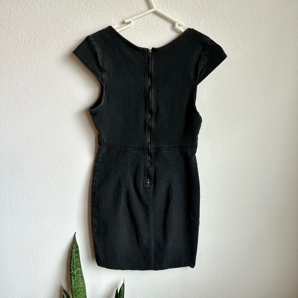 Lia Denim Free People Bodycon True Black Denim Dress - Picture 9 of 10